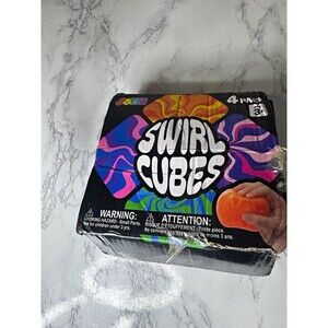 JOYIN Swirl Cubes Squishy Squeeze Toy 4 Pack Multicolor Swirl Color Blend